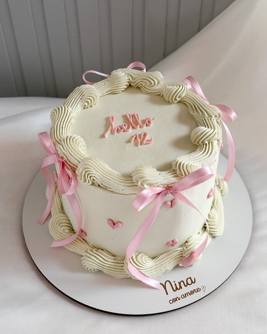 VINTAGE CAKE CORAZONCITOS - Lazos Rosados