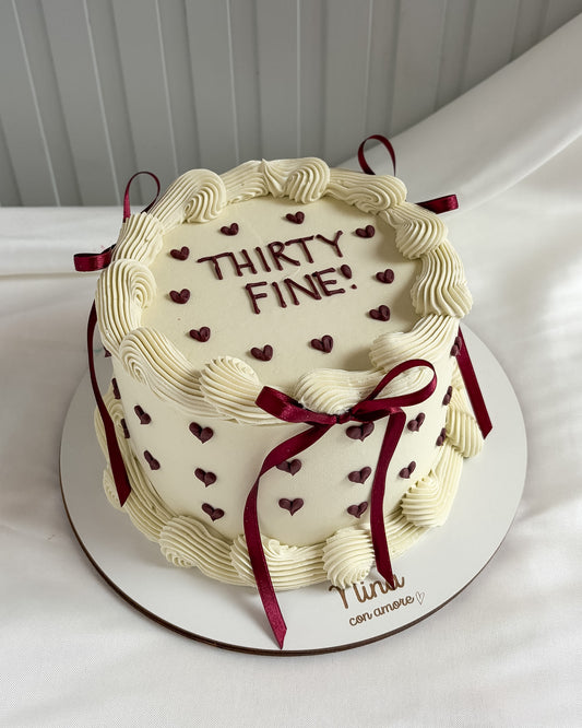VINTAGE CAKE CORAZONCITOS - Lazos Vinotinto