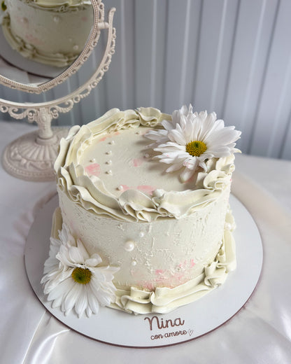 VINTAGE CAKE REDONDA BLANCA - Flores