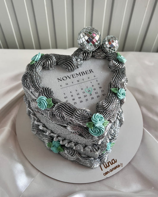 BURNING CAKE PLATEADA - Rosas Turquesa