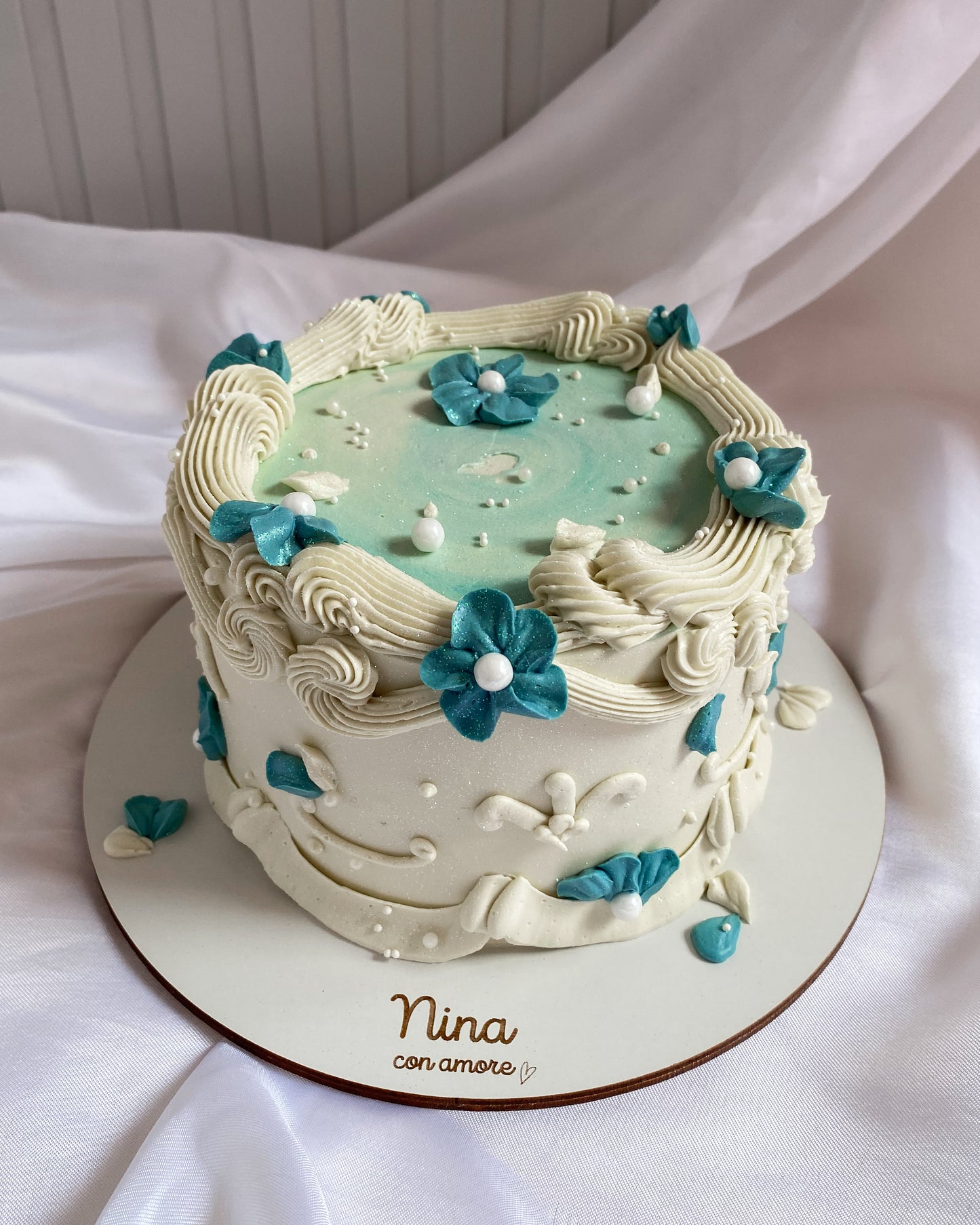 VINTAGE CAKE ROSETAS AZULES