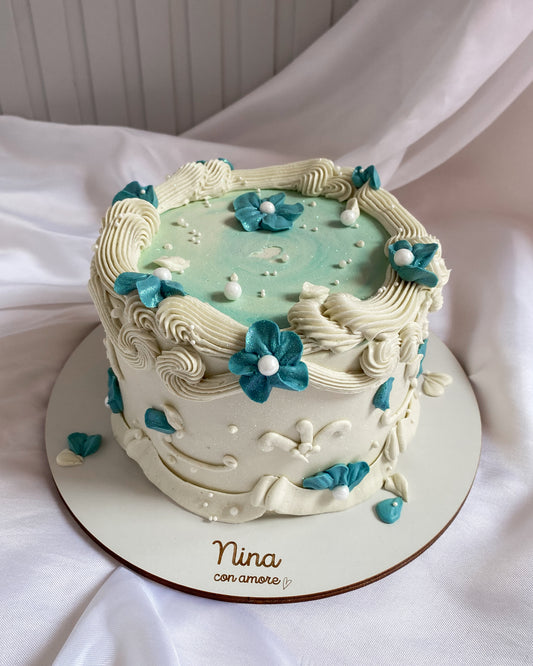 VINTAGE CAKE ROSETAS AZULES