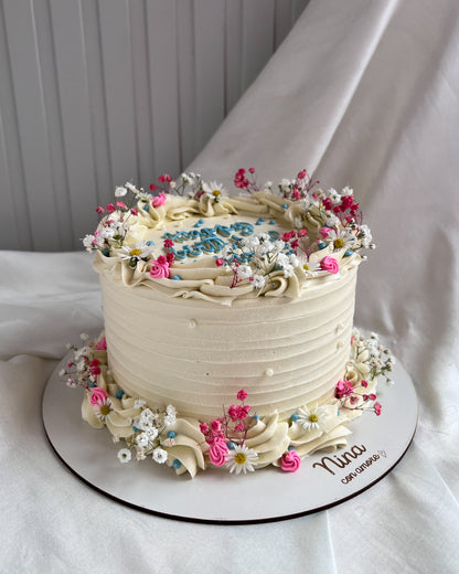 BOHO CAKE REDONDA BLANCA - Flores