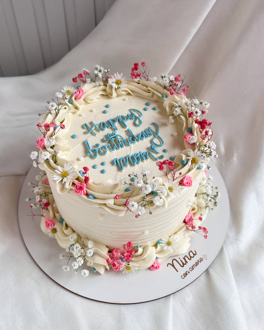 BOHO CAKE REDONDA BLANCA - Flores