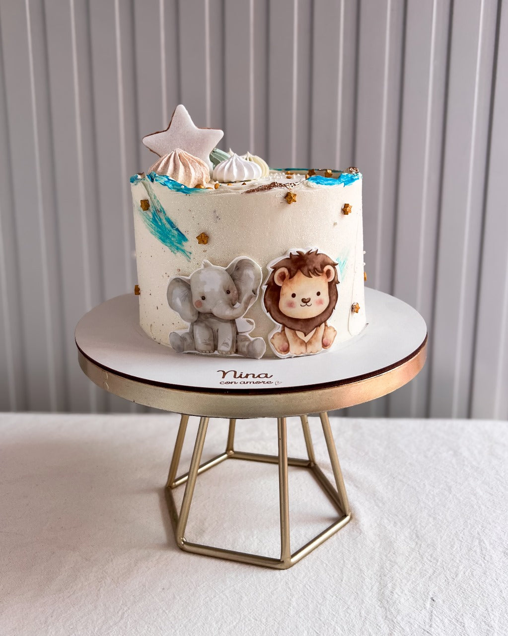 ELEFANTE  Y LEONCITO CAKE- Azul